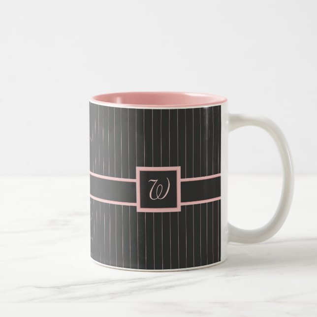 De Café Em Dois Tons Caneca Listras Rosa (Direita)