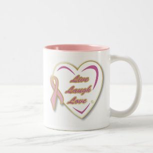 De Café Em Dois Tons Caneca LiveLaughLove do cancro da mama com fita