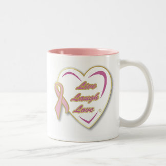 De Café Em Dois Tons Caneca LiveLaughLove do cancro da mama com fita