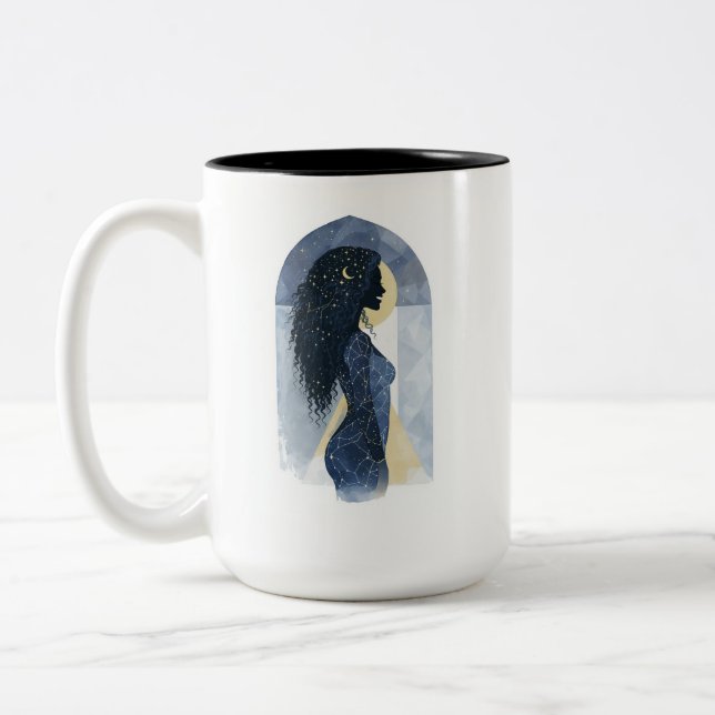 De Café Em Dois Tons Caneca Lua Celestial Silhueta Moderna (Esquerda)