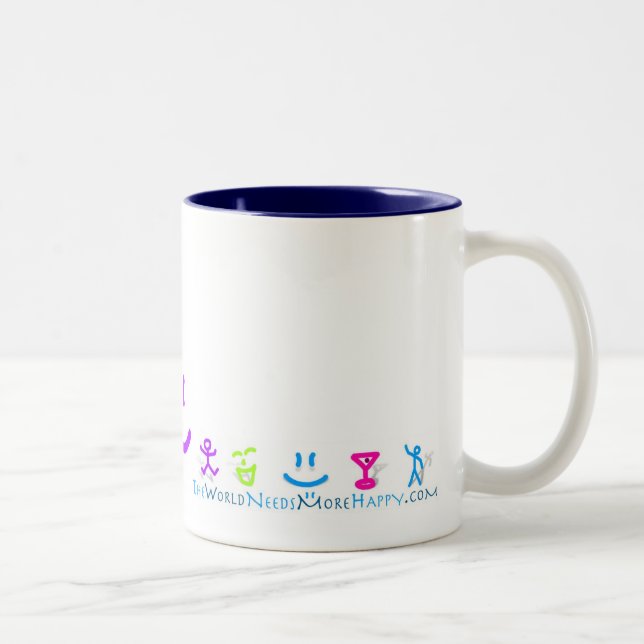 De Café Em Dois Tons caneca mais feliz do ícone 2-Sided (Direita)