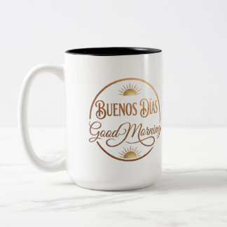 De Café Em Dois Tons Caneca Matinal Bilíngue Minimalista - Bom Dia