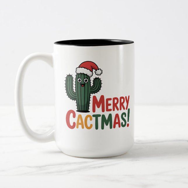 De Café Em Dois Tons Caneca Merry Cactmas (Esquerda)