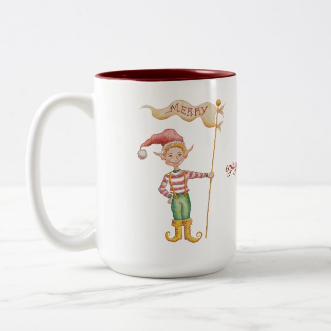 De Café Em Dois Tons Caneca Merry Elf Cup of Cheer (Esquerda)