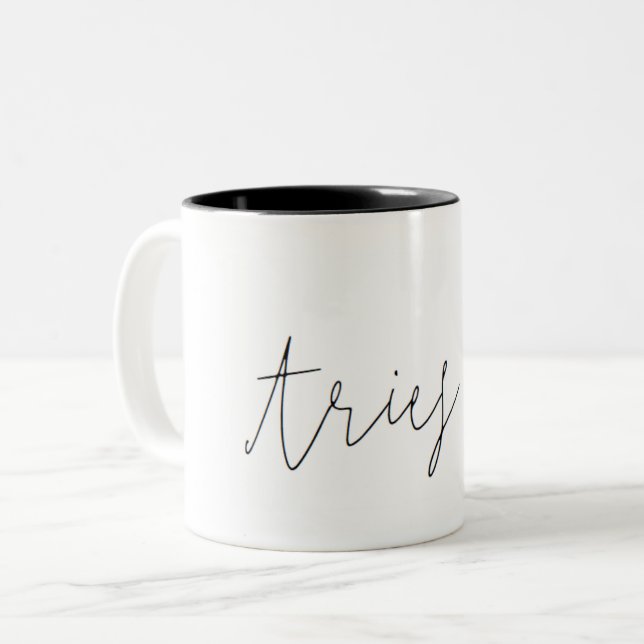 De Café Em Dois Tons Caneca Minimalista Zodíaco Áries (Frente Esquerda)