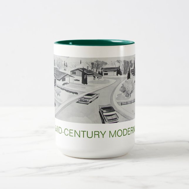 De Café Em Dois Tons Caneca moderna da arquitetura do Midcentury (Centro)