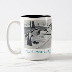 De Café Em Dois Tons Caneca moderna do meio século retro