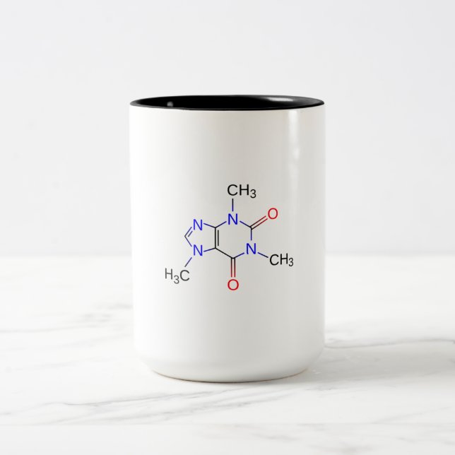 De Café Em Dois Tons Caneca molécula da cafeína. (Centro)