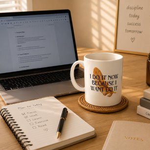 De Café Em Dois Tons Caneca Motivacional para Quem Age - "Faço Agora" N