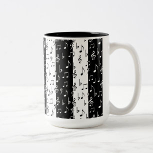De Café Em Dois Tons Caneca musical preta & branca das listras