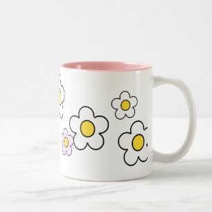 De Café Em Dois Tons caneca N°2 simples das flores dos anos 70