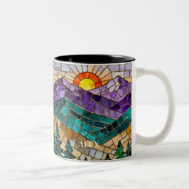 De Café Em Dois Tons Caneca Nascer do Sol Montanha Vidro Pintado 