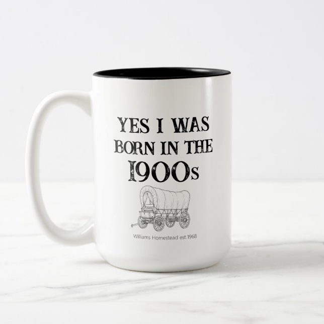 De Café Em Dois Tons Caneca 'Nascido nos anos 1900', presente engraçado (Esquerda)