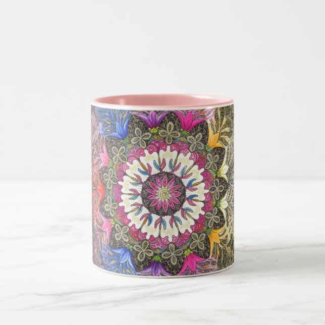 De Café Em Dois Tons Caneca nova da mandala da deusa (Centro)