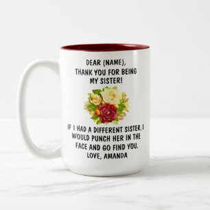De Café Em Dois Tons Caneca Obrigada Por Ser Minha Irmã, Presente Famíl