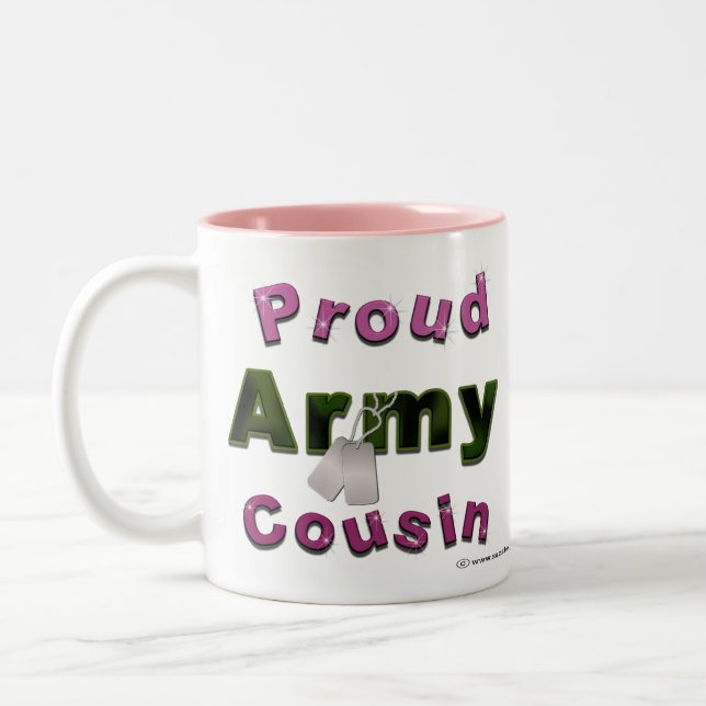 De Café Em Dois Tons Caneca orgulhosa do rosa do primo do exército (Esquerda)