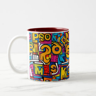 De Café Em Dois Tons Caneca - padrão geométrico abstrato pop art 28
