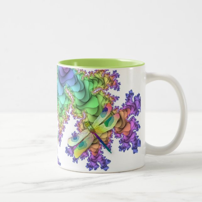 De Café Em Dois Tons Caneca Pastel das libélulas (Direita)