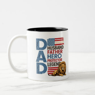 De Café Em Dois Tons Caneca Patriótica Pai Leão Bandeira Americana