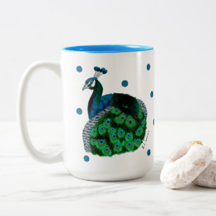 De Café Em Dois Tons Caneca Pavão Pintada à Mão