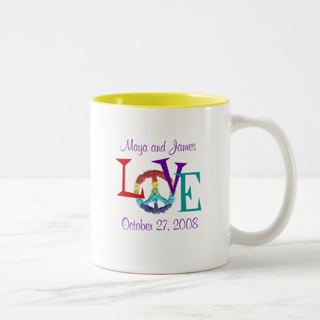 De Café Em Dois Tons Caneca Paz & Amor (Direita)