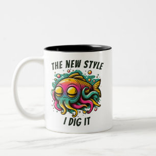 De Café Em Dois Tons Caneca "Peixe Rasta 'Novo estilo eu curto'"
