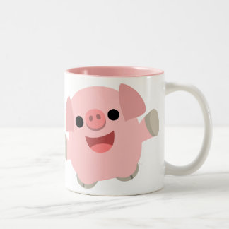 De Café Em Dois Tons Caneca peluches do porco dos desenhos animados