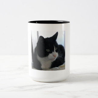 De Café Em Dois Tons Caneca pensativa do gato do smoking