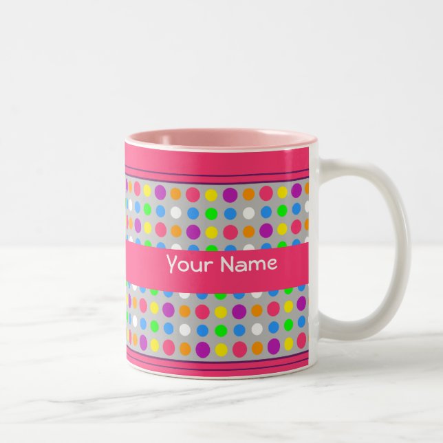 De Café Em Dois Tons Caneca pequena brilhante dos pontos (Direita)