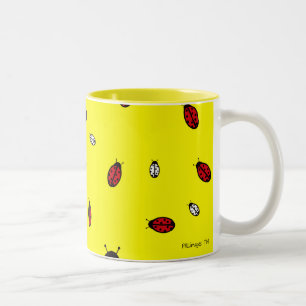 De Café Em Dois Tons Caneca pequena dos joaninhas