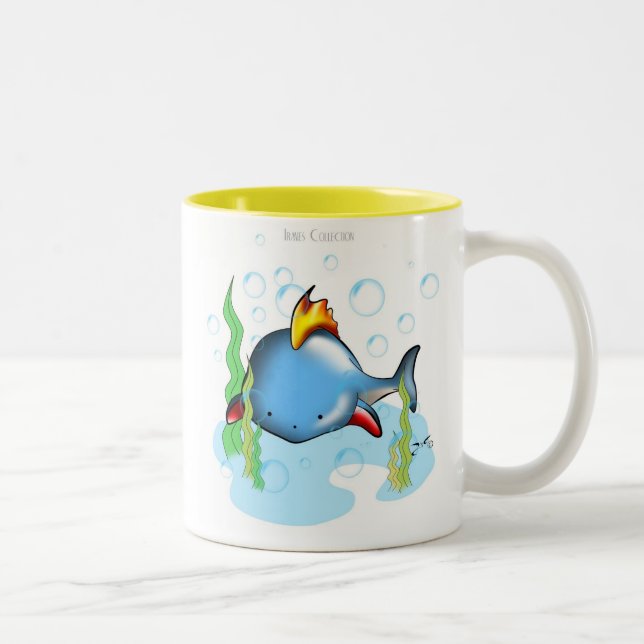 De Café Em Dois Tons Caneca pequena dos peixes (Direita)