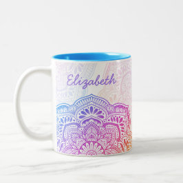 De Café Em Dois Tons Caneca Personalizada 11 oz. Íris Mandala