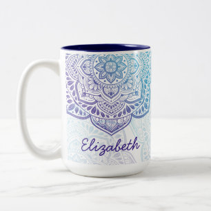 De Café Em Dois Tons Caneca Personalizada 15 oz. Luna Mandala