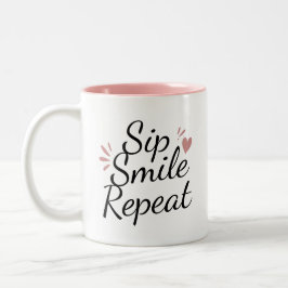 De Café Em Dois Tons Caneca Personalizada "Beba. Sorria. Repita." com T
