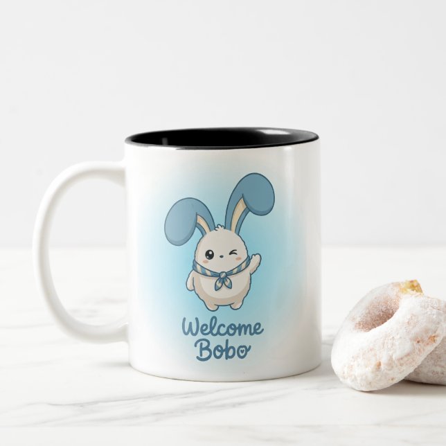De Café Em Dois Tons Caneca Personalizada Coelhinho Bobo Fofo - Estétic (Com Donut)