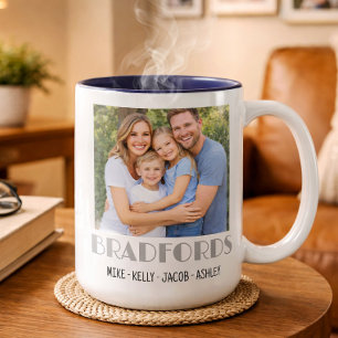 De Café Em Dois Tons Caneca Personalizada com Foto da Família como Pres