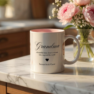 De Café Em Dois Tons Caneca Personalizada com Foto da Vovó Avó Customiz