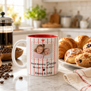De Café Em Dois Tons Caneca Personalizada com Foto do Avô pelos Netos