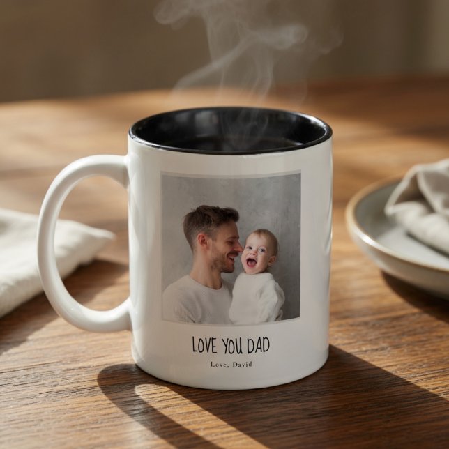 De Café Em Dois Tons Caneca Personalizada com Foto do Papai | Dia dos P (Criador carregado)