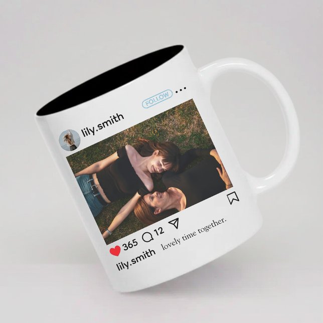 De Café Em Dois Tons Caneca Personalizada com Foto Presente para Namora (Personalized Photo Mug Gift for Her Wife Anniversary, Custom Photo Mug Birthday Gift for Her)