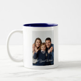 De Café Em Dois Tons Caneca Personalizada com Foto & Texto Elegante