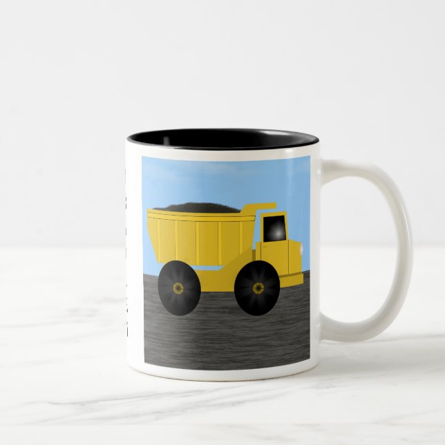 De Café Em Dois Tons Caneca Personalizada com Nome Caminhão Basculante  (Direita)