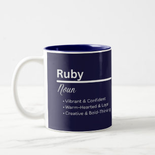 De Café Em Dois Tons Caneca Personalizada com Nome e Significado Ruby