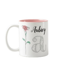 Caneca personalizada com nome, inicial, rosa
