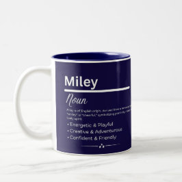 De Café Em Dois Tons Caneca Personalizada com o Nome Miley Definição