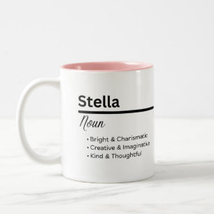 De Café Em Dois Tons Caneca Personalizada com Significado do Nome Stell