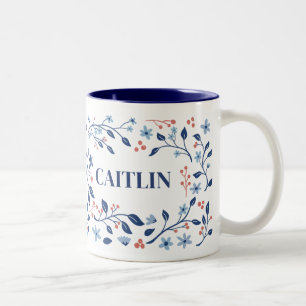 De Café Em Dois Tons Caneca Personalizada cuteFloral Nome – Caneca cust