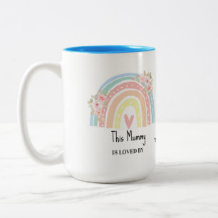 De Café Em Dois Tons Caneca Personalizada da Mamãe com Arco-íris e Flor