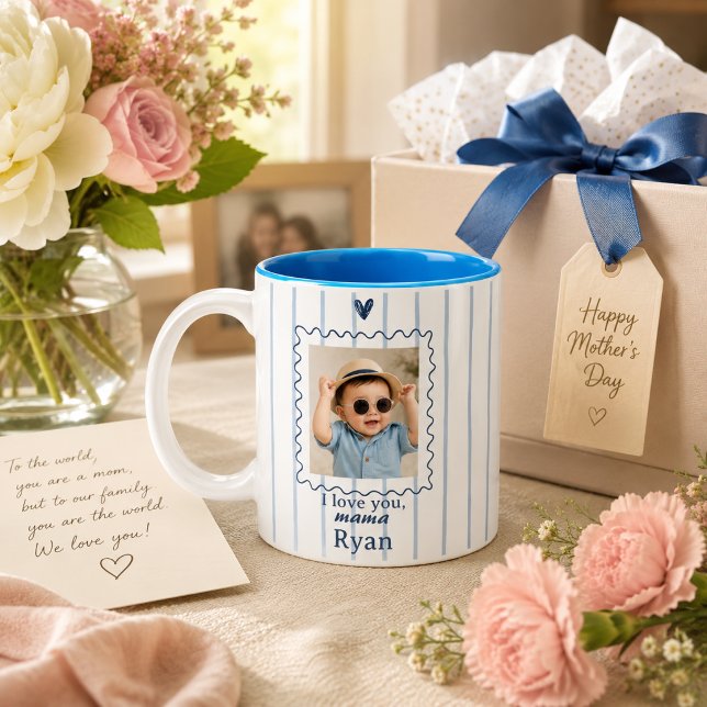 De Café Em Dois Tons Caneca Personalizada da Mamãe com Foto do Bebê (Criador carregado)