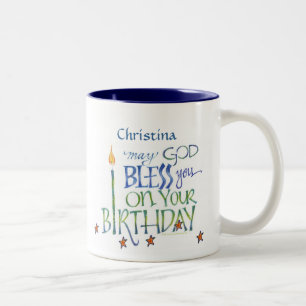 De Café Em Dois Tons Caneca personalizada das bênçãos do aniversári